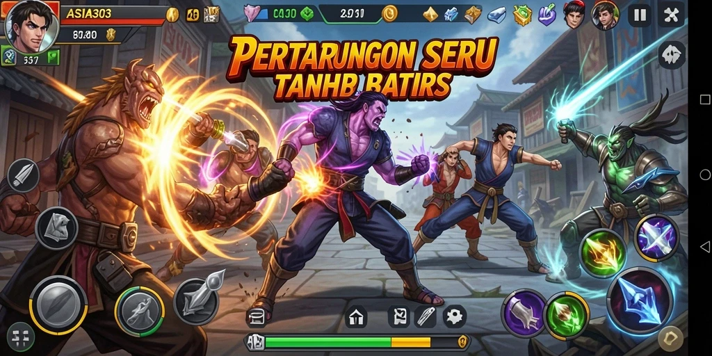 Screenshot menunjukkan aksi pertarungan yang menegangkan di ASIA303.