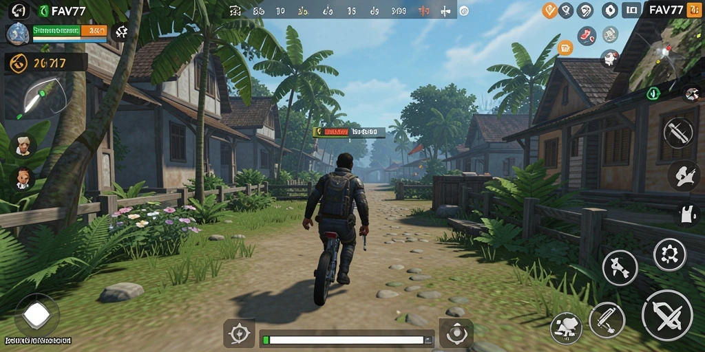 Tampilan gameplay menarik dari FAV77 yang menggambarkan dunia simulasi.