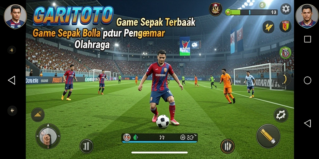 Tampilan gameplay GARITOTO menampilkan aksi seru di lapangan sepak bola.