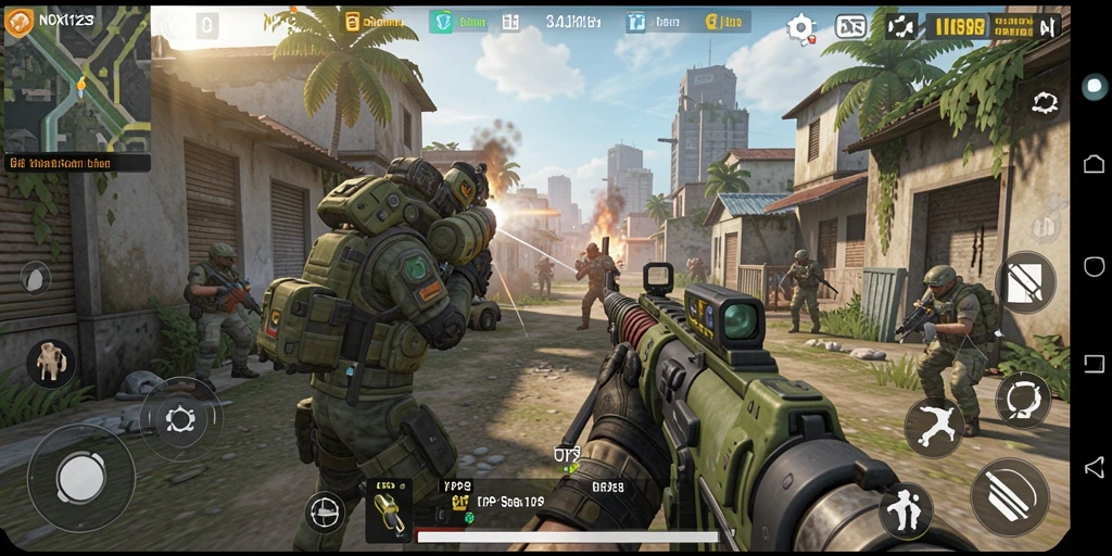 Gameplay NOX123 yang menegangkan dan seru saat beraksi di medan perang.