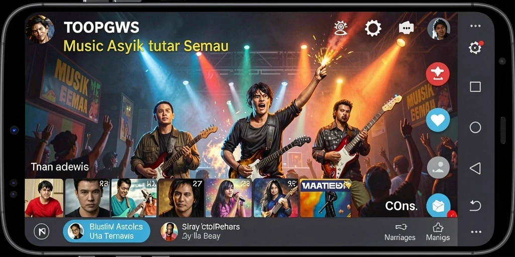 Tampilan gameplay TOOPGWS yang menampilkan fitur musik interaktif.